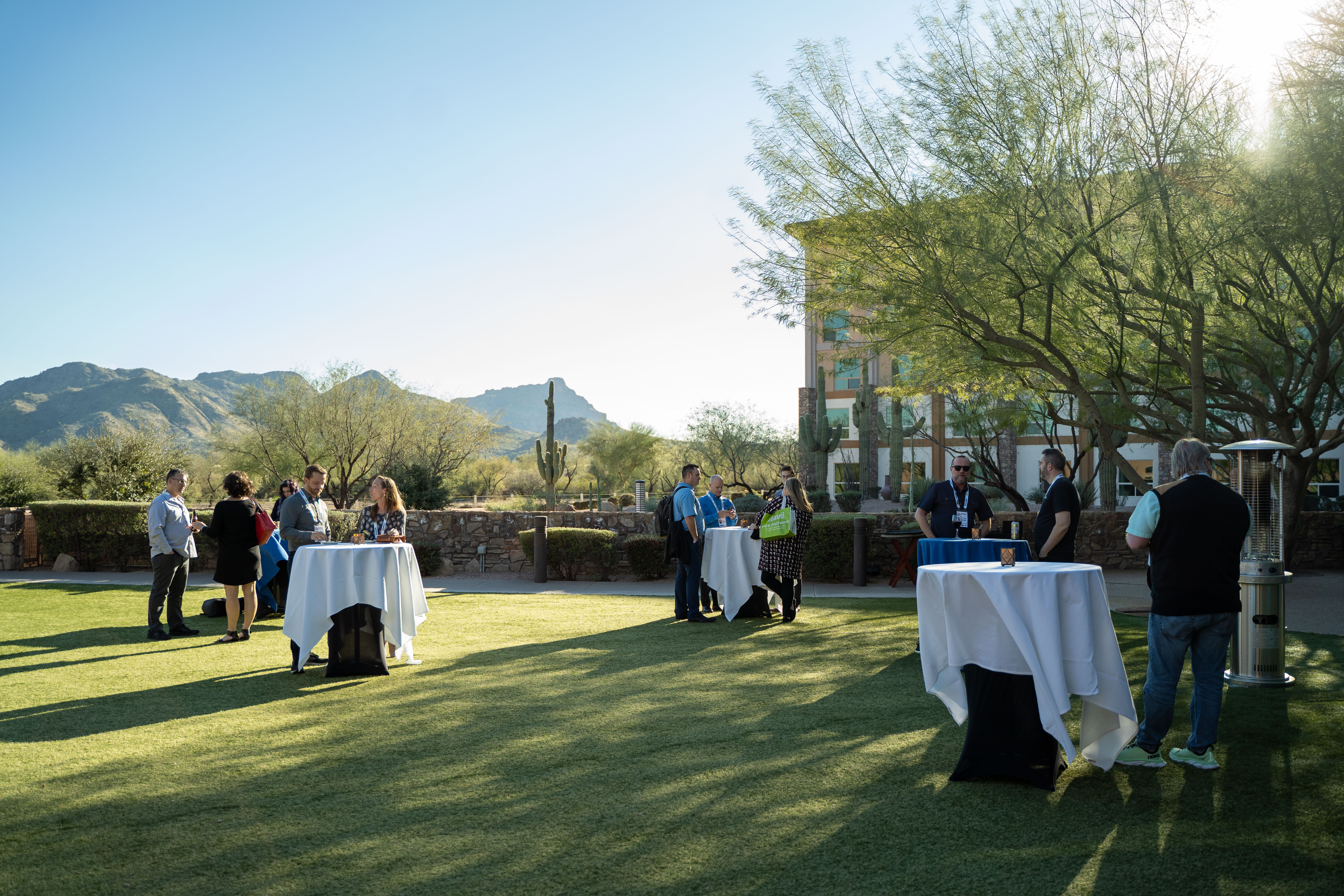 Outdoor tables at reception as part of FEC Summit 2022
