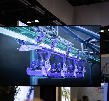 Transformers-themed axis coaster 3D demonstration from S&S Worldwide and SEVEN at IAAPA Expo 2023