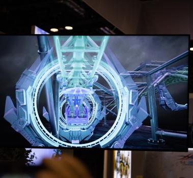 Transformers-themed axis coaster 3D demonstration from S&S Worldwide and SEVEN at IAAPA Expo 2023
