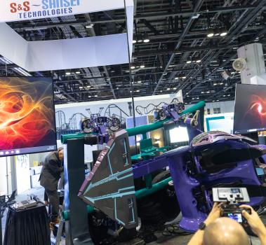 Transformers-themed axis coaster train from S&S Worldwide and SEVEN at IAAPA Expo 2023