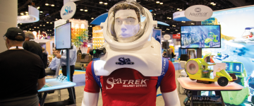 The Sub Sea Systems SeaTrek helmet on display at IAAPA Expo 2022.