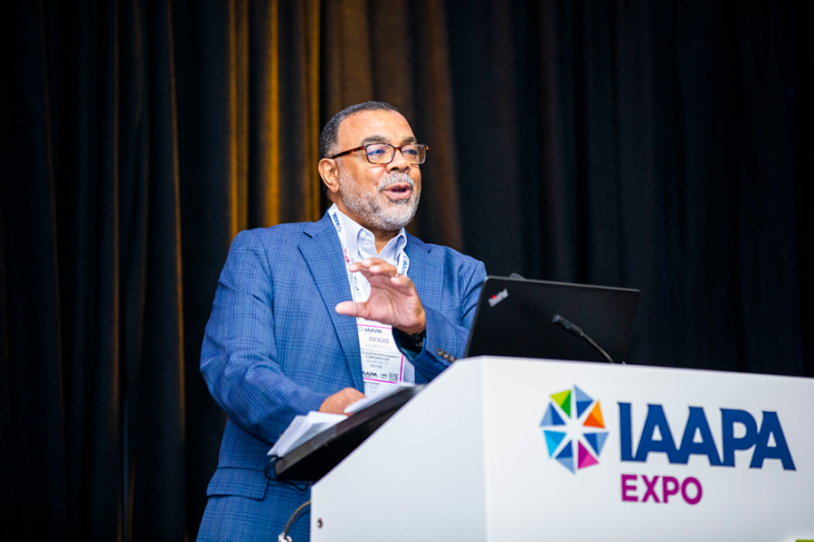 Man speaks on Expense Management at IAAPA Expo 