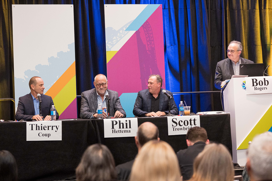 Legends Panel Speaks on stage at IAAPA Expo 