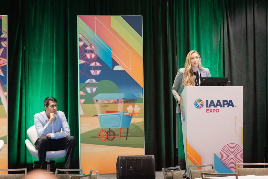 Speakers from the Operational Health: How Efficiencies in Labor and Waste Drive Sustainability and Profitability EDUSession held at IAAPA Expo 2023