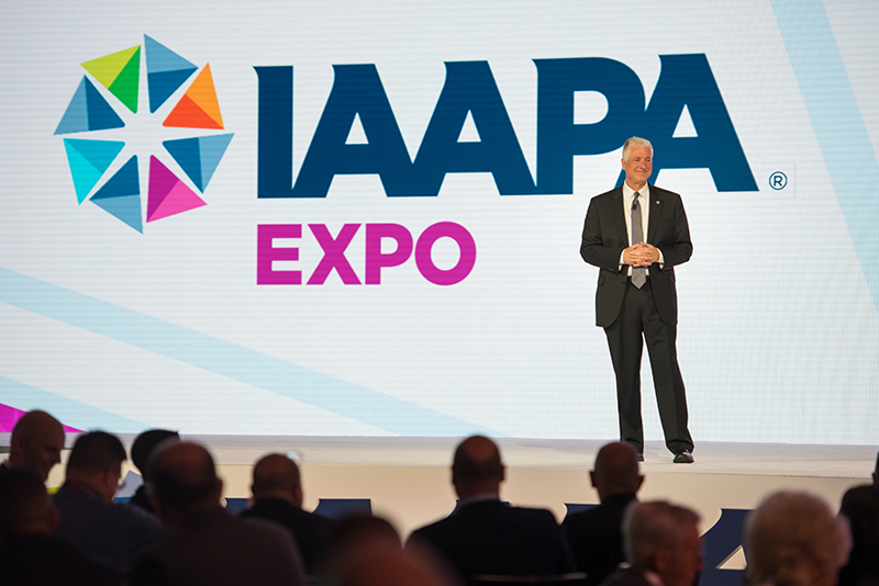 Speaker onstage at IAAPA Expo 