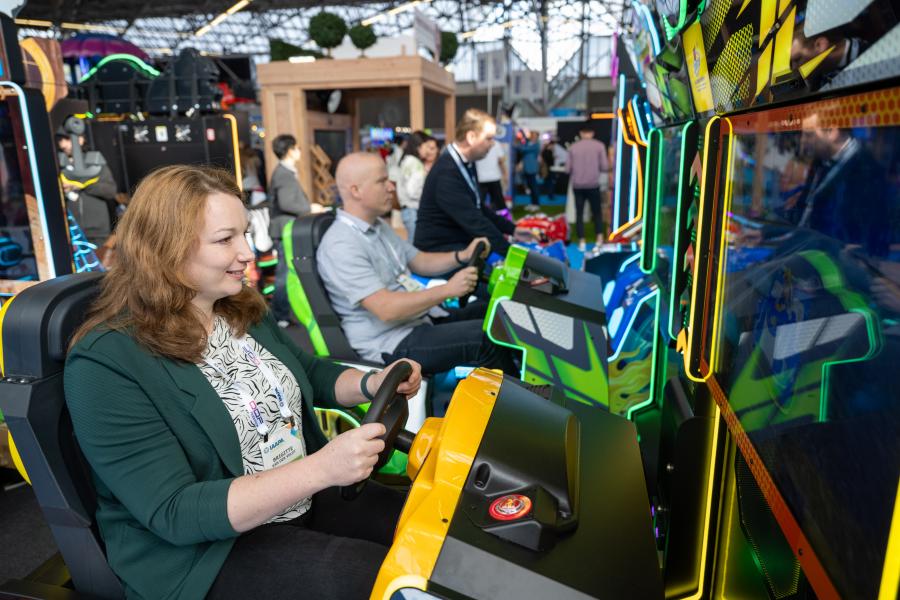 woman playing a video game