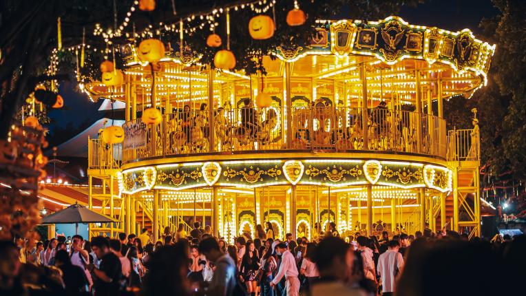 Chimelong Group carousel ride during Halloween