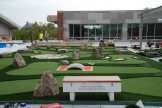 “Illini Fields” is a nine-hole mini-golf course atop the roof of the new football training center at the University of Illinois at Urbana-Champaign.
