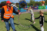 Young boy learns from Hula Hoop Official about Safe Distancing - provided by Sommerland-Sjaelland 